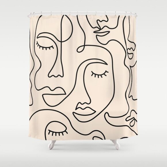 Abstract Art Shower Curtain Minimalist Faces Society6 - Picture 1 of 7